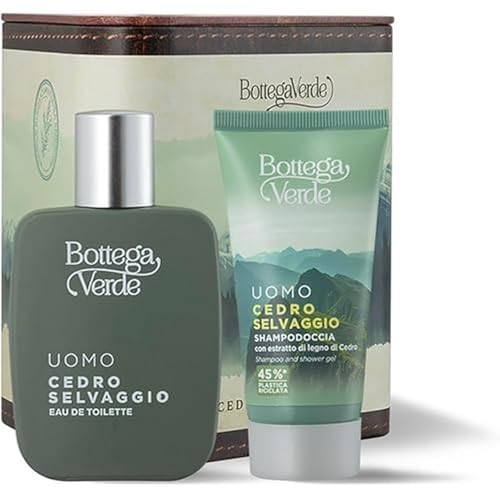 Bottega Verde - Wilde Zeder, Geschenkbox für Herren mit Eau de Toilette 50 ml und Duschshampoo 50 ml, in einer eleganten Box, Geschenkidee