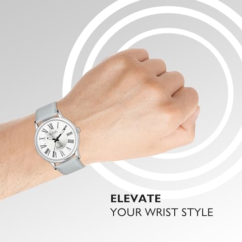Image of Relish Watch for Men & Boys with Grey & Black PU Leather Strap, Quartz Analog Wrist Watch