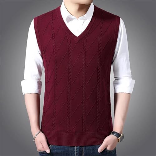 Men’S Sleeveless V-Neck Knit Sweater Vest Casual Computer Knitted Tank Top2