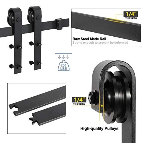 Smartxchoices 6.6Ft Sliding Barn Door Hardware Kit Single Door Rail Track With Roller Stopper,Heavy Duty,Slide Smoothly Quietly,Easy Install With Installation Instruction, Fit 36"-40" Wide Door Panel #TOP3