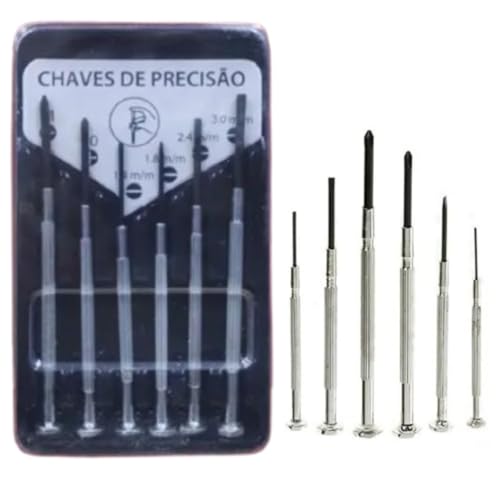 Conjunto de mini chave de fenda com estojo, kit de chave de fenda de precisão com 6 chaves de fenda de ponta plana e Phillips -SHACK