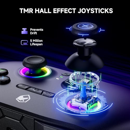 ECHTPower PC Controller-Dual TMR Hall Effect Joysticks Anti-Drift & Triggers 1000Hz Polling RGB Lighting, Programmable Buttons for PC/Switch/Switch 2/iOS/Android-Wired & Wireless with Charging Dock - Image 3