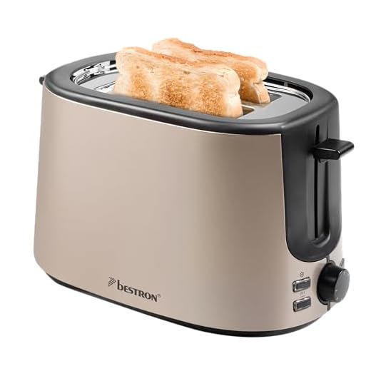 Bestron grille-pain, Toaster pour 2 tranches & avec 7 niveaux de brunissage, tiroir à miettes & support à petits pains, Satin Collection, 1000W, Couleur: Beige Clair