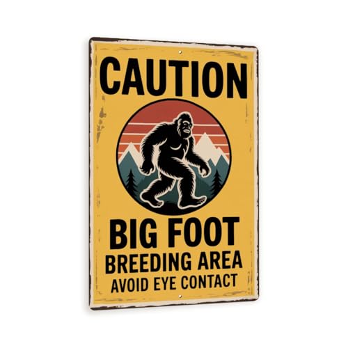 Caution Bigfoot Breeding Area Sign – Funny Sasquatch Metal Wall Art by MRC Wood Products - Used condition - US$12.76