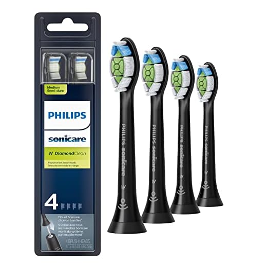Philips Sonicare Genuine W DiamondClean Replacement Toothbrush Heads, 4 Brush Heads, Black, HX6064/95