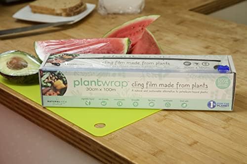 Plantwrap Eco Cling Film Made from Plants, Food Wrap, 30cm X 100m Large Roll, Free from BPA & Phthalates, Alternative to Beeswax, Microwave & Freezer Safe, Recyclable, Vegan