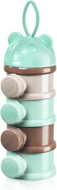 Vicloon Baby Milk Powder Dispenser, Portable 4 Layers 270ml per Layer Twist-Lock compartments, Kids Baby Storage Container Stackable Pots, Milk Powder Dispenser & Snack Storage Container