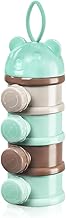 Vicloon Dosatore per Latte in Polvere, Dispenser di Latte in Polvere con 4 Scomparti, Impilabile Contenitore Spuntino e Dosalatte in in Polvere per Viaggio, Cereali, Frutta (Verde)