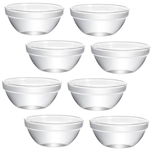 GRADENEVE Vasos Medidores De 8 Piezas Cuencos De Postre De Vidrio Bordes Lisos Y Seguros Fáciles De Limpiar Para Pudín Gelatina Y Dulces.