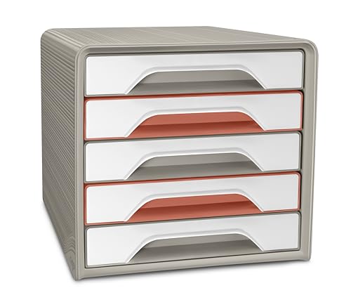 CEP Ordnungsblock Modul Organizer 5 Schubladen Dokumentenaufbewahrung Büro Smoove TerraNova Terracotta Sand Weiß