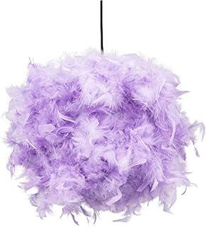 Eye-Catching and Modern Real Natural Pink Feather Decorated Small Pendant Light Shade 40watt Maximum Perfect Statement Piece 25cm Diameter by Happy Homewares