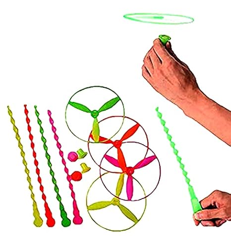 ARSDEWY 6 pcs Novelty Toys Flying Fairy Flying Saucer Flying Wheel Flying Hand Made Bamboo Dragonfly Toy (Size - Large)