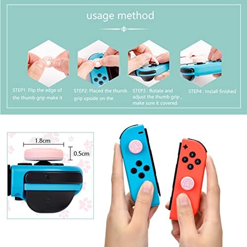 12pcs Switch Thumb Grip Caps,Silicone Analog Stick Covers Kawaii Joystick Caps Replacement Joycon Thumb Grip Covers Cat Paw Design Thumb Stick Grip Cap for Nintendo Switch & Lite (Radom Color)