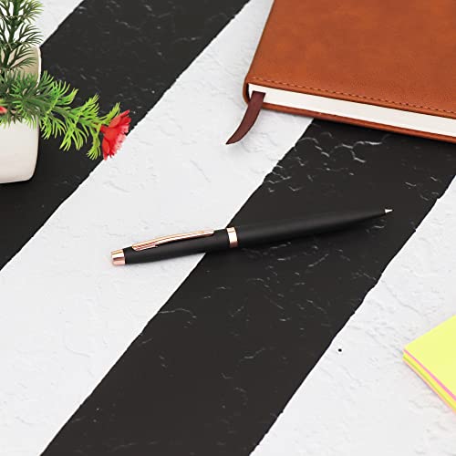 Image of Personalised Metal Pen with Name, Logo, Pack of 1 (Rose Gold Black)