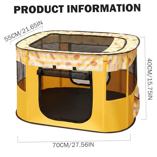 Parc pour chien et chat jaune pliable de 70x55x40 cm - 4