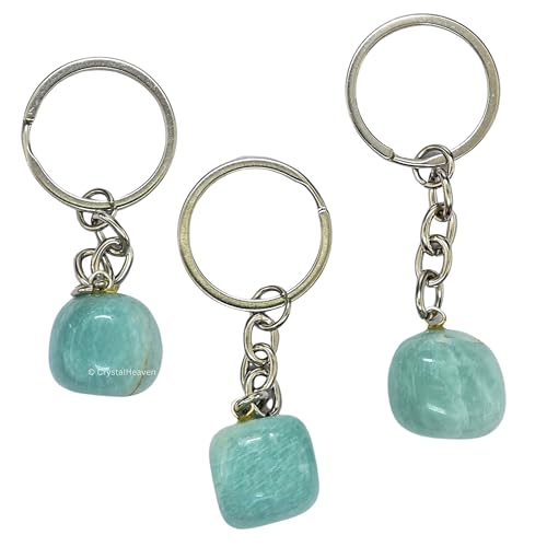 Image of Amazonite Keychain - Certified Crystal Key Chain and Key Ring for Girls, Cute Gemstone Accessory - Stylish Keychains Ideal Gift for Birthdays Women, Teens, and Kids