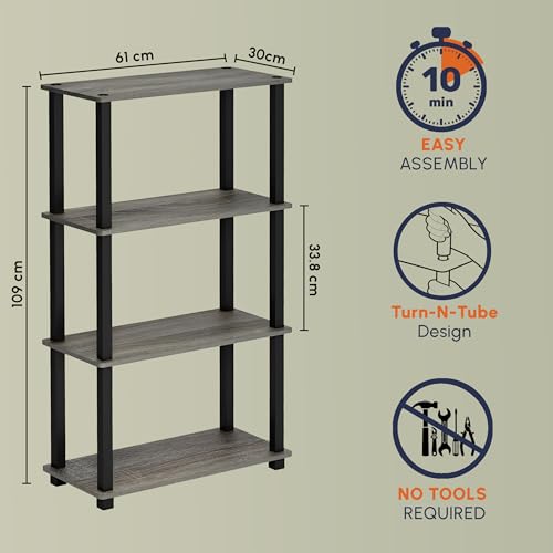 Image of JD FRESH 4-Tier Wooden Open Shelf Rack /Table Corner Display Rack /Storage Shelf Stand /Multipurpose Shelf for Living Room, Bedroom, Home Office Display (Cambridge, Walnut)