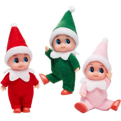 Conjunto de 3 Muñecos Elfo Tiny Navidad miniatura 1