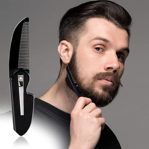 Pettine pieghevole da barba, portatile e tascabile, per uomo...
