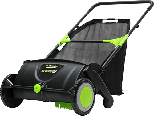 Earthwise LSW70021 21-Inch Width Leaf & Grass Push Lawn Sweeper, Black by Earthwise - Used condition - US$108.83