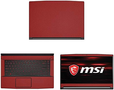 Decalrus - Protective Decal for MSI GF63 (15.6" Screen) Laptop RED Carbon Fiber Skin case Cover wrap CFmsiGF63Red