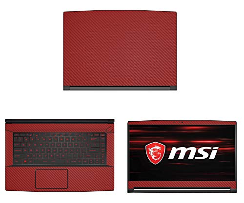 Decalrus - Protective Decal For Msi Gf63 (15.6" Screen) Laptop Red Carbon Fiber Skin Case Cover Wrap Cfmsigf63Red #TOP2