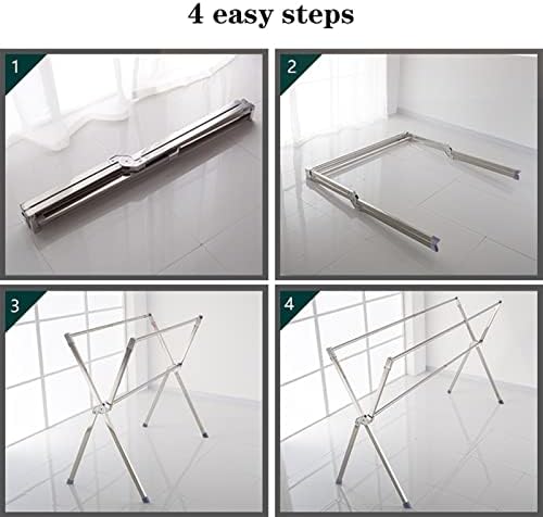 Indoor Outdoor Clothes Drying Rack Foldable Clothes Rack.Foldable & Adjustable Stainless Steel Clothes Drying Rack for Indoor & Outdoor Use，（B）