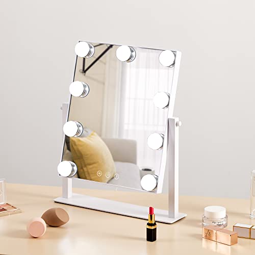 Espejo de maquillaje HIEEY con luces y 9 bombillas miniatura 4