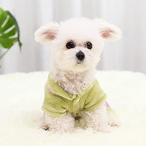 Jecikelon Small Dog Corduroy Pajamas Love Heart Puppy Winter Sweater Thick Warm Four-Legged Doggie Clothes (Green1, X-Large) #TOP4