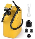SKYJDM Fuel Transfer Pump with Hand Trigger Nozzle 3.2 GPM, USB Type-C & AA Battery Powered, 51" Hose Portable Cordless Liquid Pump with 4 Tank Adapters, Fast & Safe for Gasoline & Diesel Oil（Yellow）
