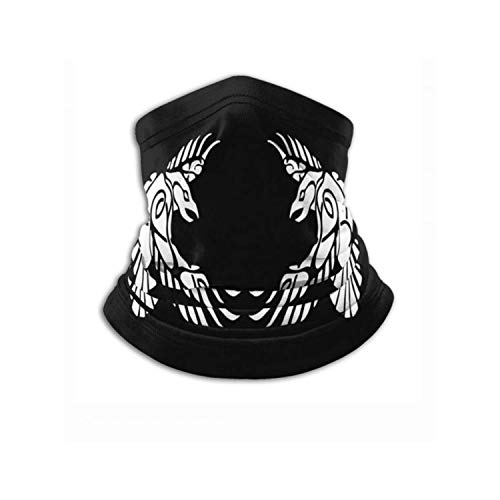 Huginn Muninn Odin Thor Viking Norse Wolf Raven Rune Unisex Bandana Face Mask Warmer Neck Tube for Dust Wind Sun Protection Black