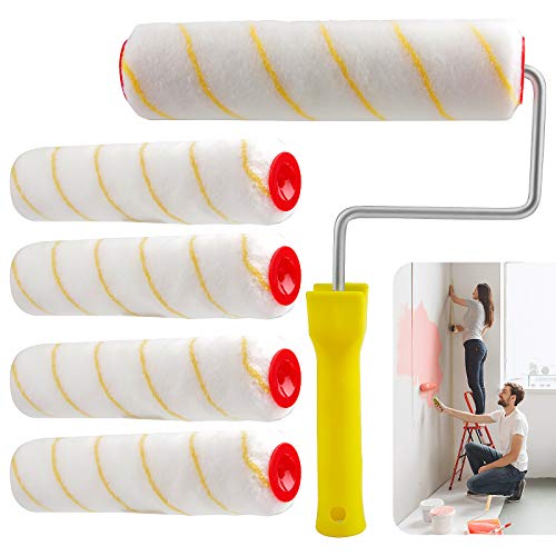 EXLECO 5 x Rulli per Dipingere 25 cm 12 mm Rullo per Vernice Rulli per pittura Set Rullo Pittura Piccolo per Pitture per Pareti e Facciate