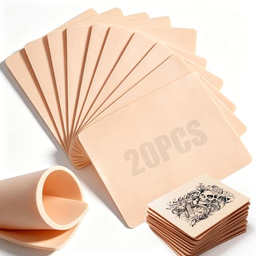 3MM Fake Skin Tattoo - Jconly 20Pcs Practice Skin Double Sides Thick Fake Skin Tattoo Skin 86 in Fake Skin for Beginners and Experienced Tattoo Artists