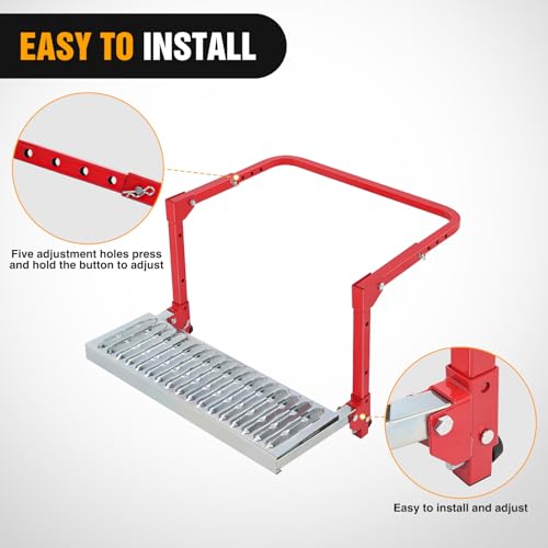 Image of Nilight Folding Heavy Duty Tire Step Non-Slip Steel Surface Adjustable to Fit Tire from 10 inch to 15 inch Rated up to 350 Lbs for Truck SUV and RV Easy to Install and Adjust Red