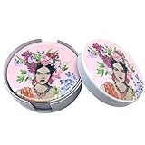 frida kahlo diego rivera une passion dévorante Ensemble en Mélamine Boite Rose Contenant 6 sous-Verres Frida Khalo