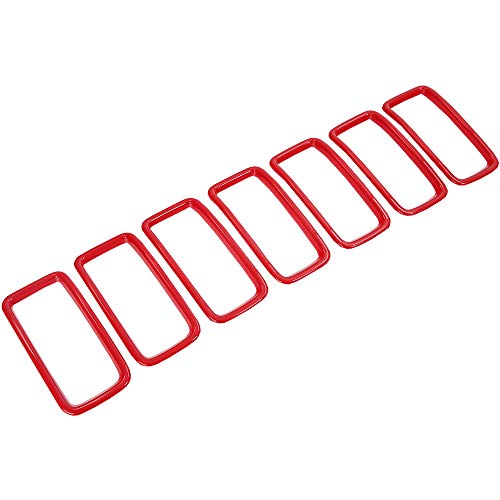 Image of ABS Red Front Grille Frame for Jeep Renegade 2019-2023 7PCS | Front Grille Molding,Tape Install No Drill /Cut,Scratch-Resistant, Dustproof, Stylish & Easy Clean