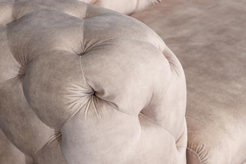 Riess Ambiente Samt Sofa MODERN BAROCK - 235cm - Champagner - 3-Sitzer Chesterfield Design 3er Couch Samtsofa Samtcouch Polstersofa – Bild 5