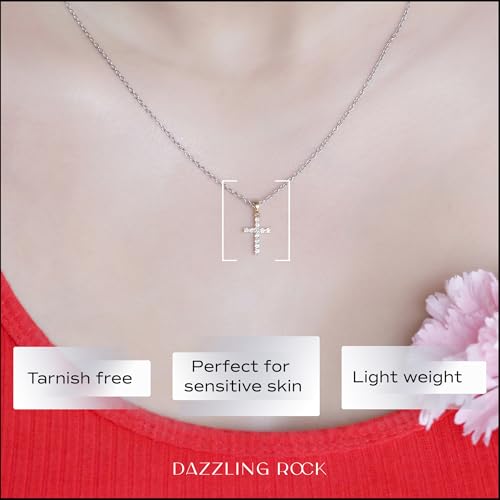Dazzlingrock Collection Round White Diamond Classic Divine Cross of Jesus Pendant with 18 inch Chain for Women (Color I-J, Clarity I1-I3) in Solid Gold2