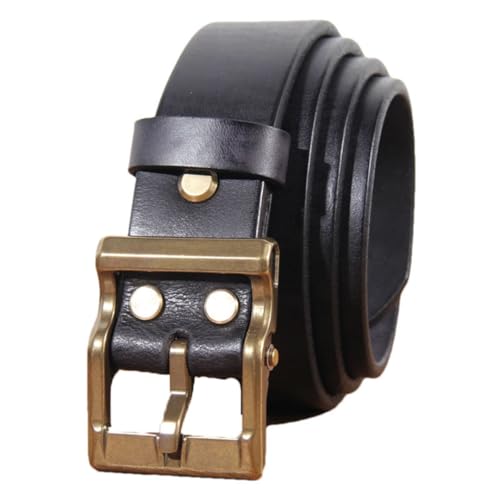 Men Retro Rock Style Brass Pin Buckle Casual Leather Belt Vintage Handmade Jeans Soft Belt