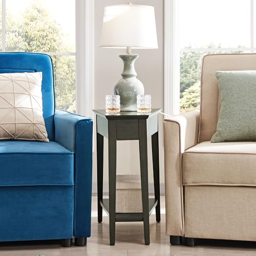 Image of Leick Home Teegan Wedge End Table, 15 inch, Smoke Gray