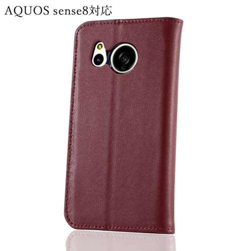 アクオス センス8 スマホケース 手帳型 本革レザー AQUOS sense8 本革ケース マグネット内蔵 カード収納 オシャレ シック 男性 女性 Befortwo 無地 横向きのカード入れ アクオス センス8 手帳型 レザー SHG11 SH-54D magsafe充電対応 留め具なし 大人っぽい 牛革 使いやすい 薄手 スタイリッシュ 落ち着いた色 ワインレッド