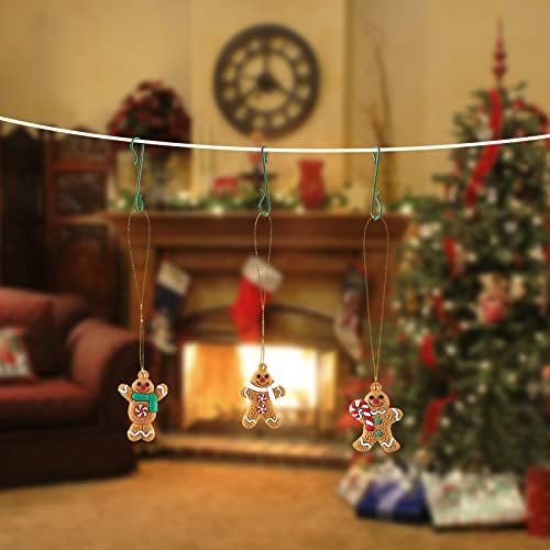 100Pcs Christmas Ornament Hooks,Christmas Tree Hooks,Christmas Bauble Hooks,Green Ornament S Hooks for Hanging Christmas Tree, Christmas Wreath, Christmas Vine