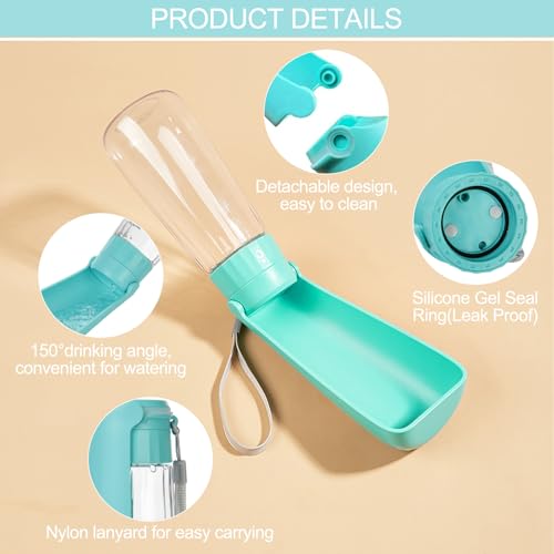 Newaner 550ml Trinkflasche Hunde für Unterwegs, Hundetrinkflasche für Unterwegs, Wasserflasche Hunde für Unterwegs, Hund Wasser Unterwegs, Dog Water Bottle, für Unterwegs,Täglich Spazieren (Blau)