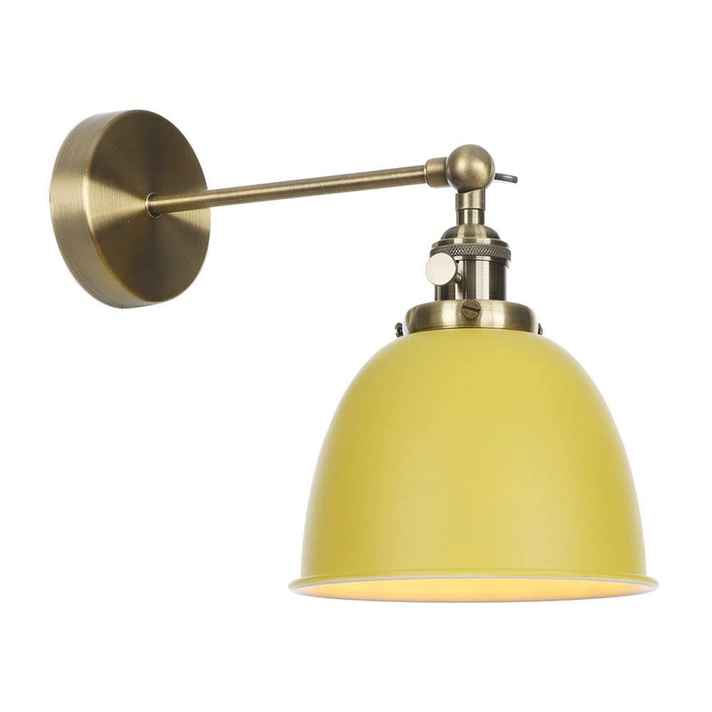 Kbuukyyxouy Yellow Dining Room Decor Wall Sconce, Colorful Unique Decor Wall Lighting Fixture, Metal Indoor Minimalist Creative Wall Lamp, For E27 Warehouse Fireplace Wall Mount Light(Yellow)