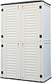 HOMSPARK Storage Shed Weather Resistance, Multi-Purpose Outdoor Storage Cabinet Waterproof, Outdoor Storage Cabinet for Garbage Cans, Lawnmower, Garden Accessories (White, Tall shed-53 cu ft)