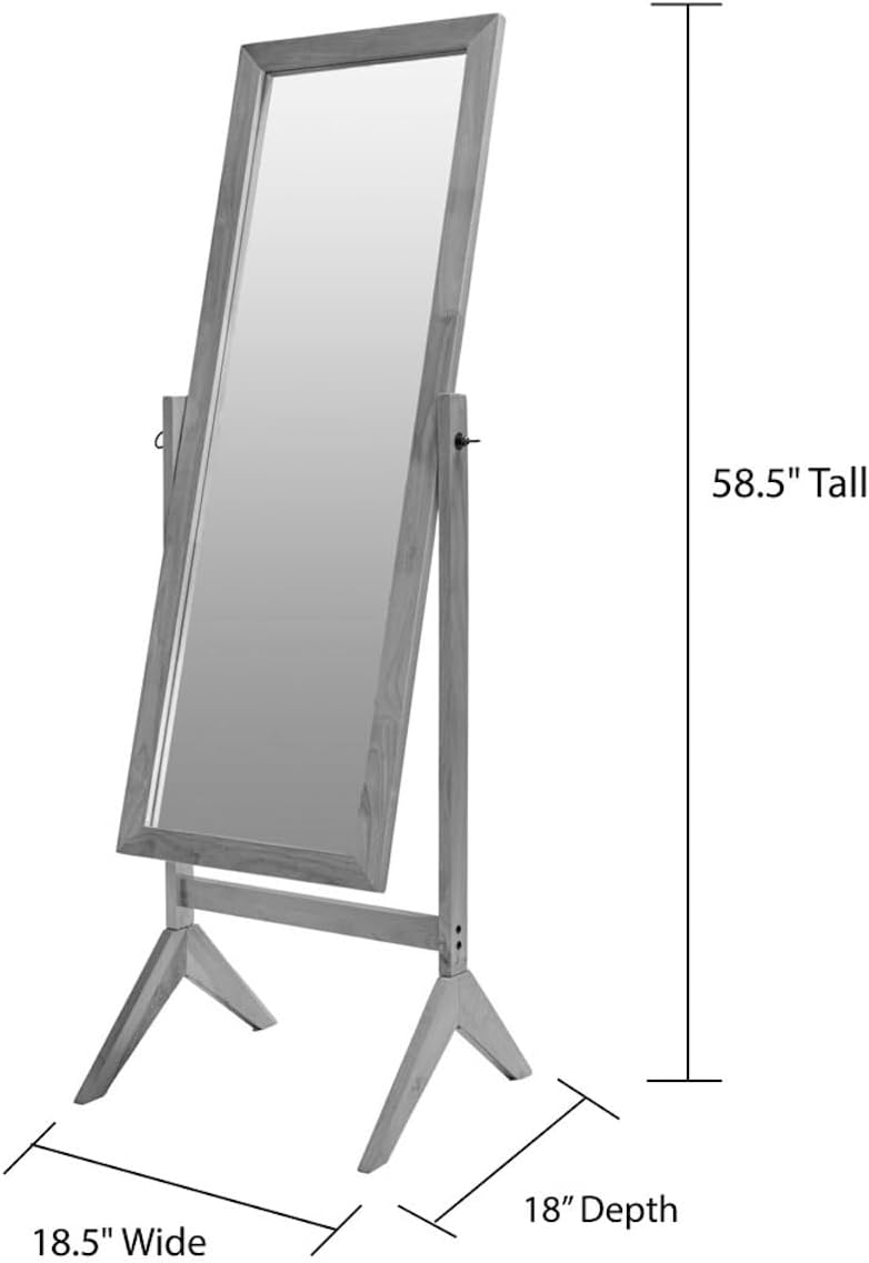 Legacy Decor Cherry Finish Wood Rectangular Cheval Floor Mirror, Free Standing Mirror