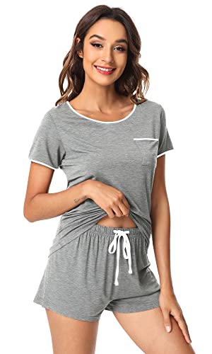 Image of WiWi Viscose from Bamboo Pajamas Set for Women Super Soft Short Sleeve Cooling Summer Plus Size Pjs Sets Sleepwear S-4X