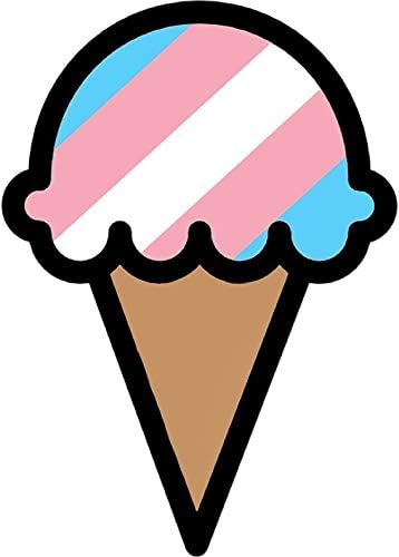 MAGNET Trans Pride Flag Ice Cream Cone Magnet Decal Fridge Metal Magnet Window Vinyl 5"