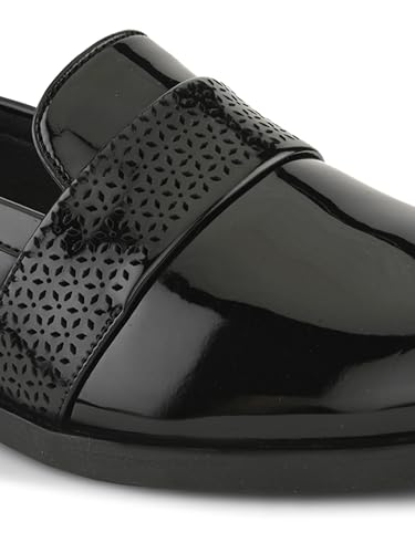 Image of STANPHORD Mens Tpsl 25047 Black Stanford Men Slip-On Formal Shoes | Glossy Round Toe Comfortable Office, Business Dress Shoes-TPSL 25047 Black-9