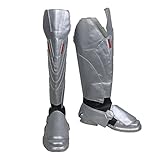 Plattson Silver Armor-Style Knee-High Cosplay Boots Unisex Fashion Adult Role Play Footwear for Halloween Comic Con Costume (Female, 8)